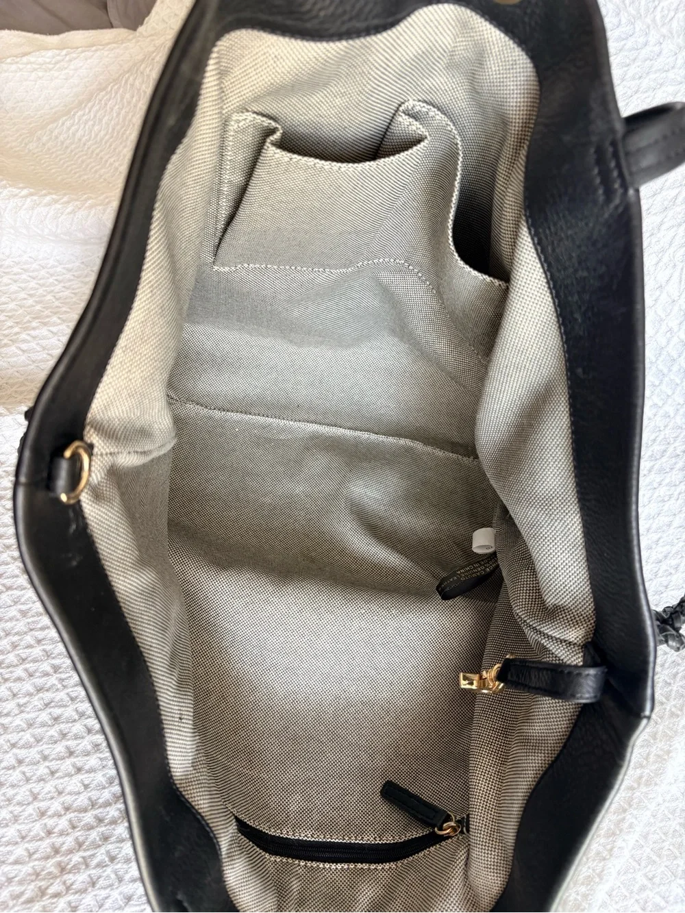 Vince Camuto Sada Large Leather Tote Bag with Gold Accent